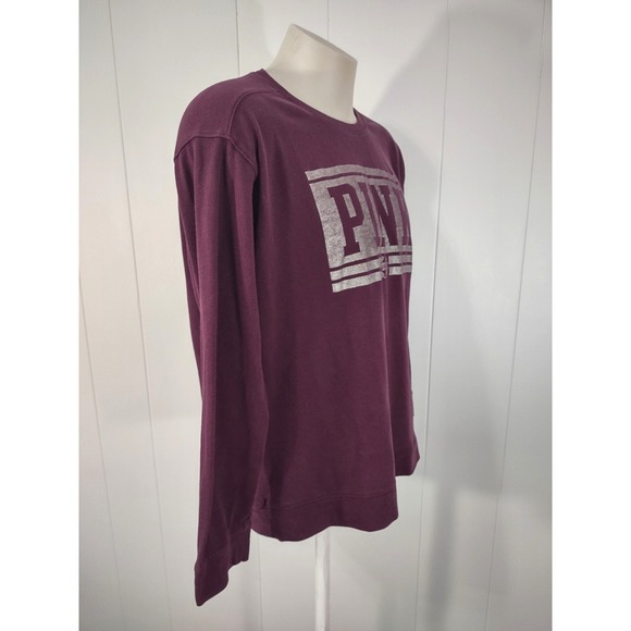 Pink Victorias Secret Sweatshirt Women Large Graphic Plum Purple Crewneck Fleece - Picture 3 of 9